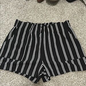 Black and White Striped Women's Shorts